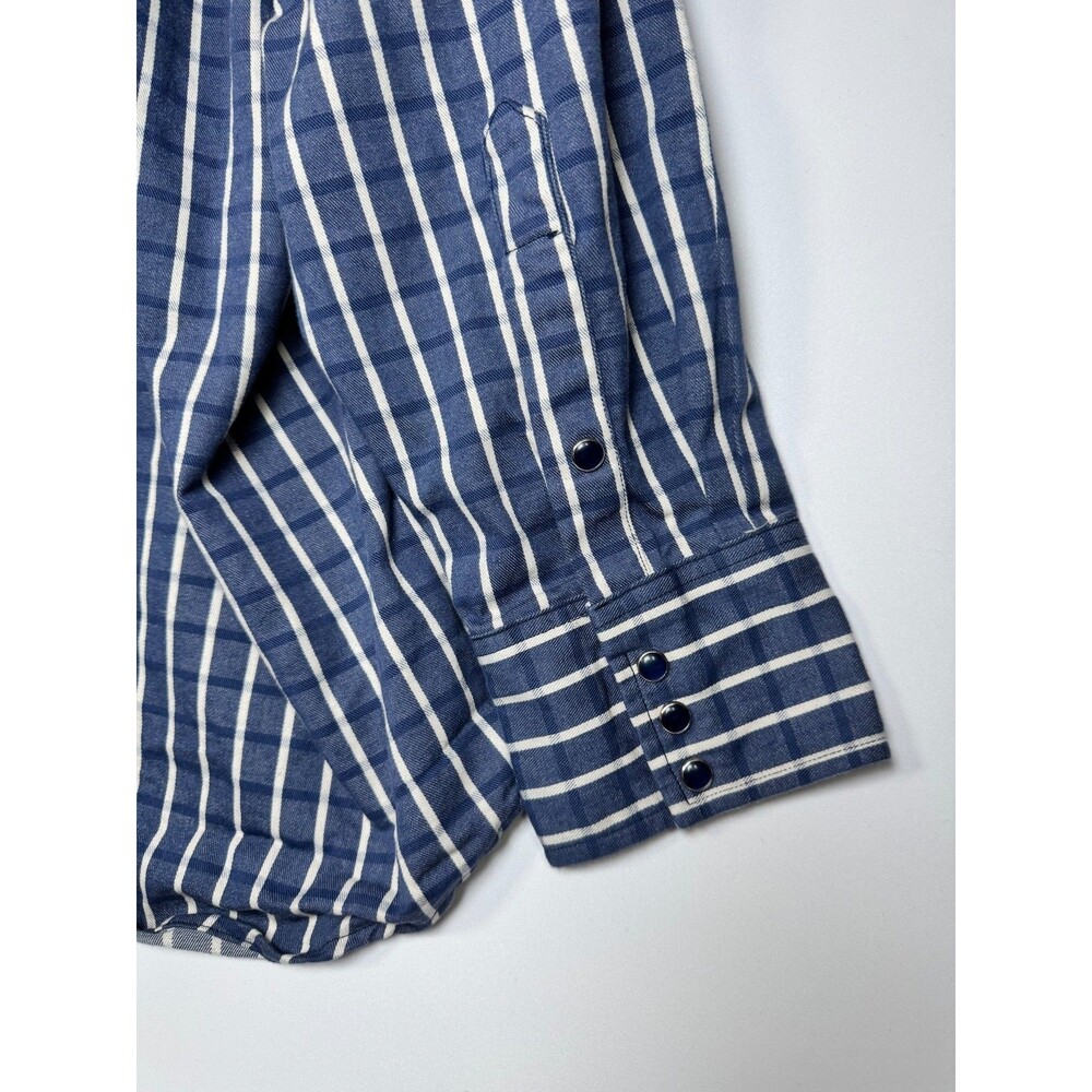 Flying R Ranchwear Mens 4XL‎ Blue White Plaid Pearl Snap Western Made in USA - Picture 6 of 11